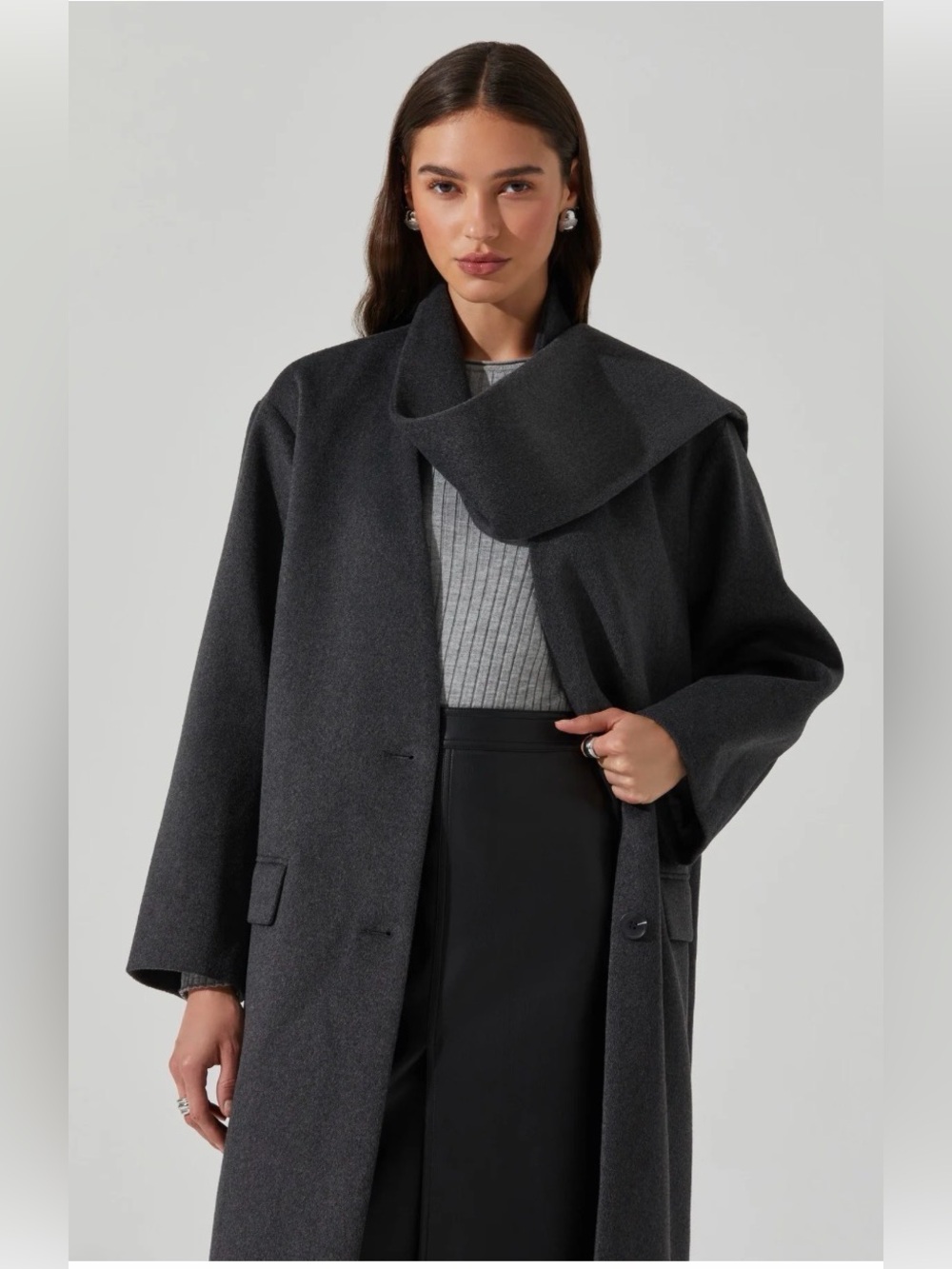 ASTR The Label Londyn Scarf Longline Coat - Picture 2 of 14